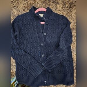 LL Bean Cable Knit Button Front Cardigan Sweater Womens XS Fisherman Cabin